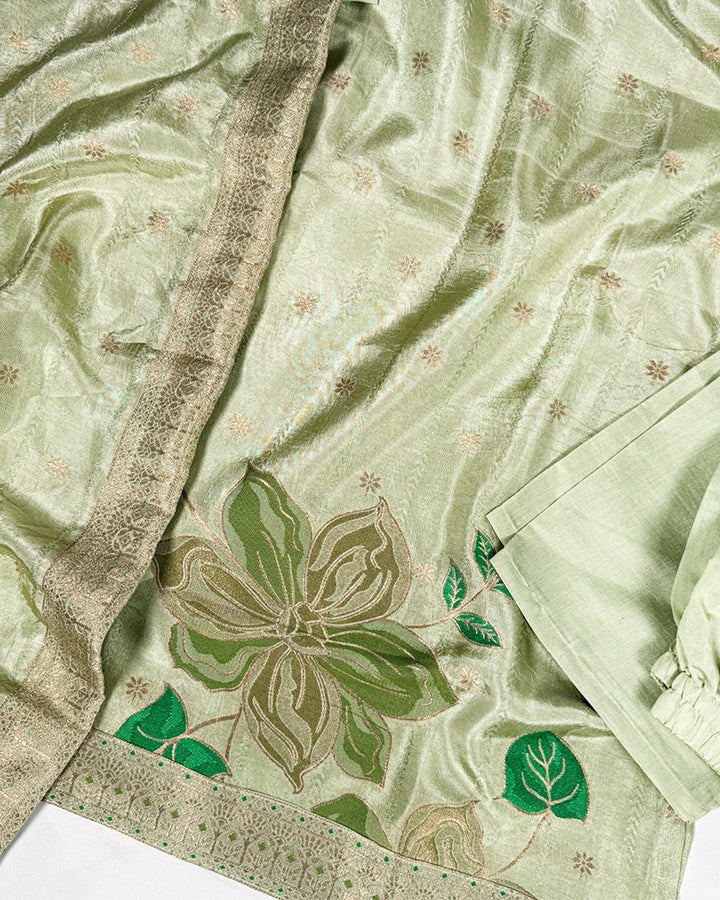 Pista Color Pure Viscose Silk Three Piece Kurti Suit