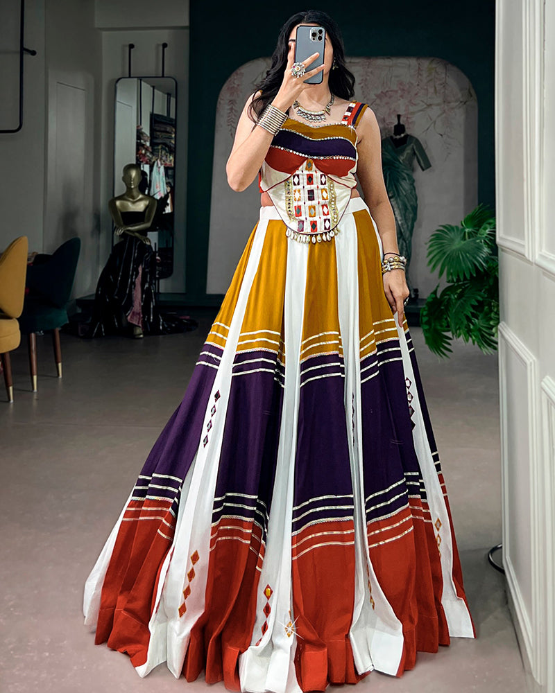 Multi-Color Pure Rayon Gota Patti Navratri Lehenga Choli