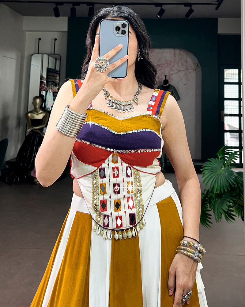 Multi-Color Pure Rayon Gota Patti Navratri Lehenga Choli