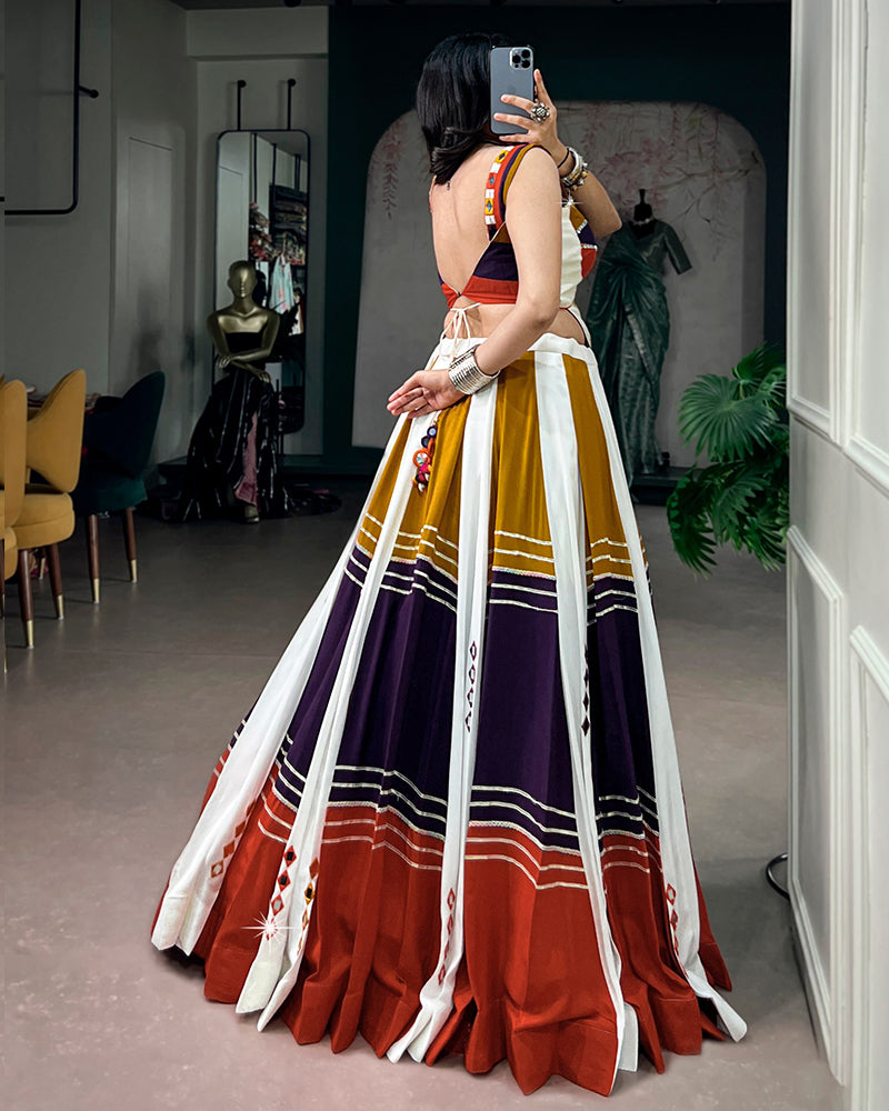 Multi-Color Pure Rayon Gota Patti Navratri Lehenga Choli