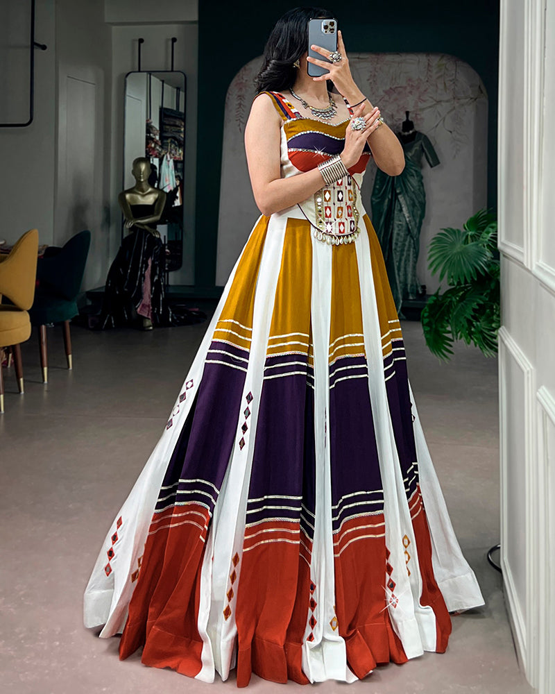 Multi-Color Pure Rayon Gota Patti Navratri Lehenga Choli