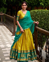 Yellow Color Poly Cotton Half Saree