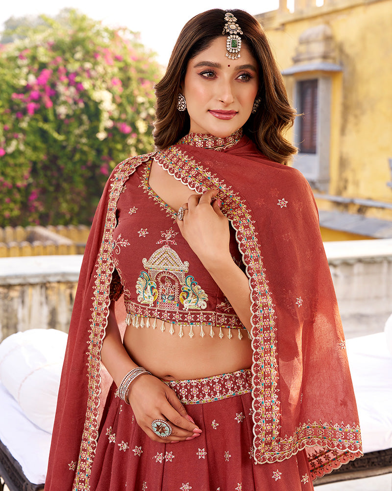 Rust Orange Color Chocolate Crush Lehenga Choli