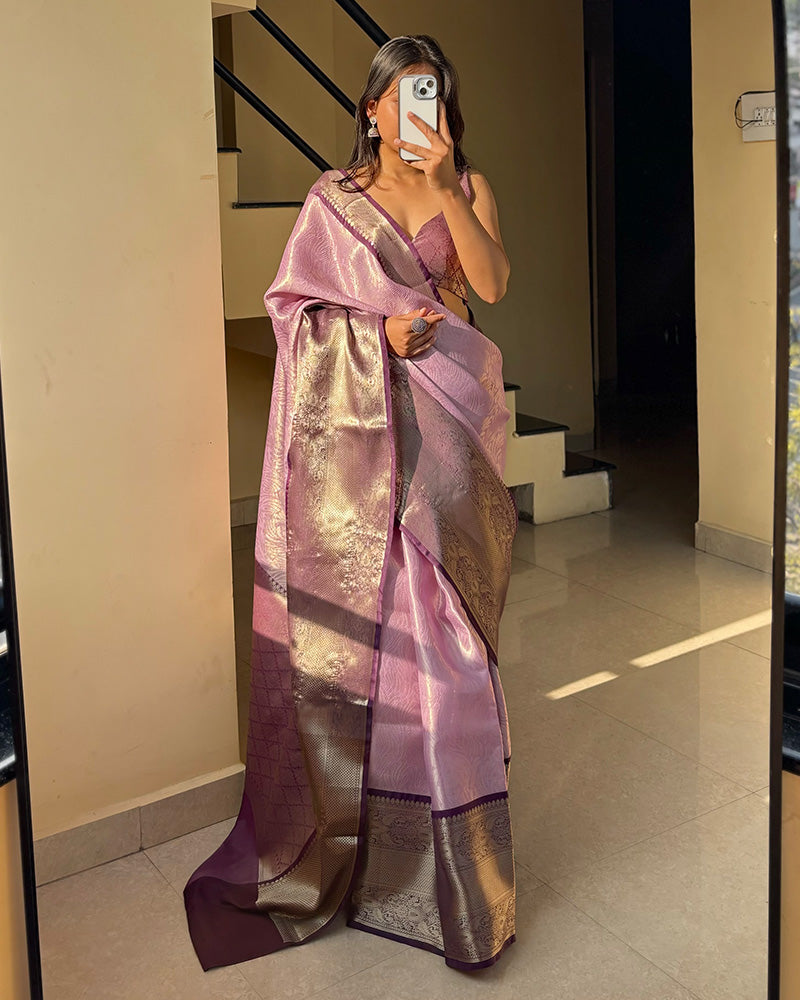 Luvender Color Kanjivaram Soft Silk Saree