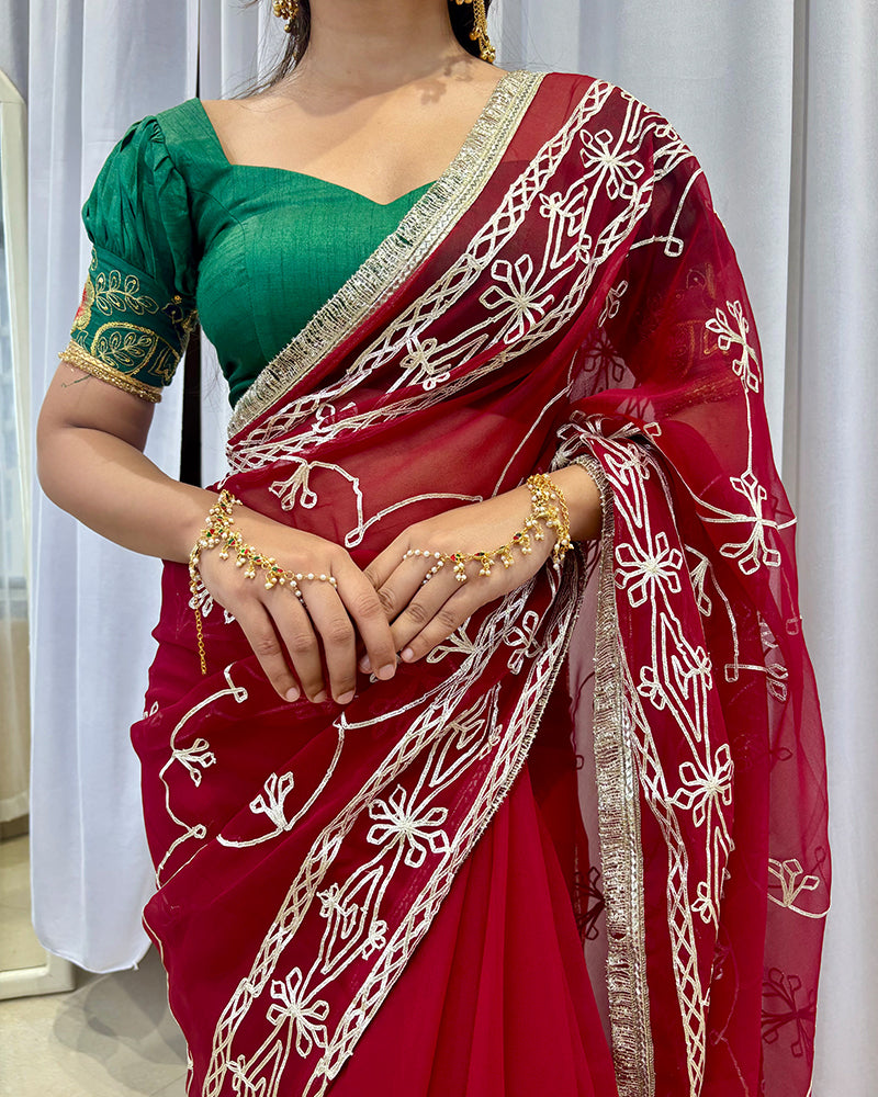 Maroon Color Royal Georgette Saree