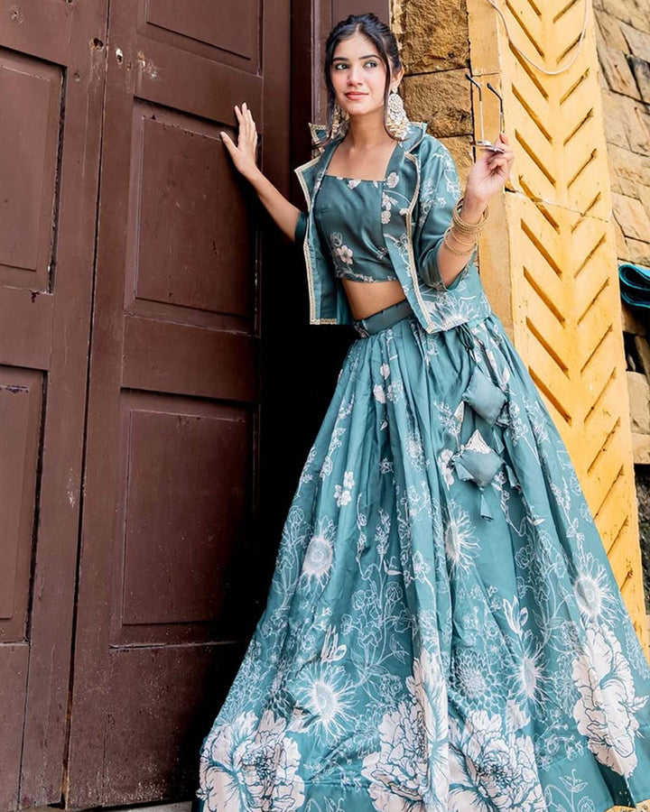 Shital Sodhi In Bottle Green Color Tussar Silk Lehenga Choli With Koti