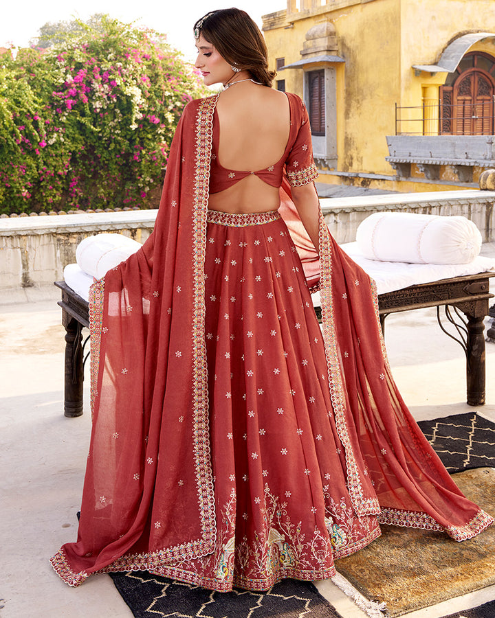 Rust Orange Color Chocolate Crush Lehenga Choli