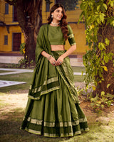 Mehndi Color Chettinad Cotton Half Saree