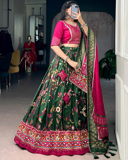 Magenta Colour Tasar Silk Navratri Lehenga Choli