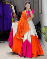 Pink And Orange Color Rayon Cotton Navratri Lehenga Choli
