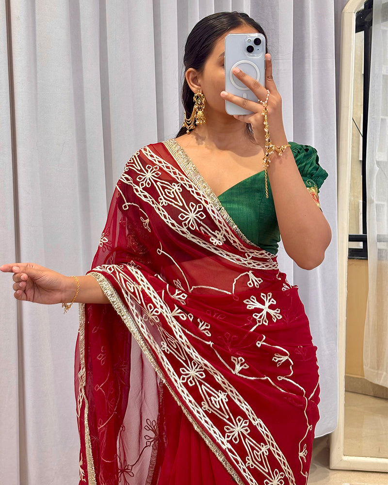 Maroon Color Royal Georgette Saree
