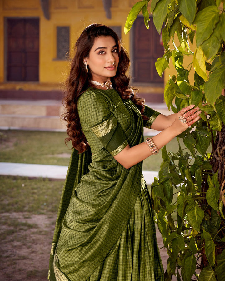 Mehndi Color Chettinad Cotton Half Saree