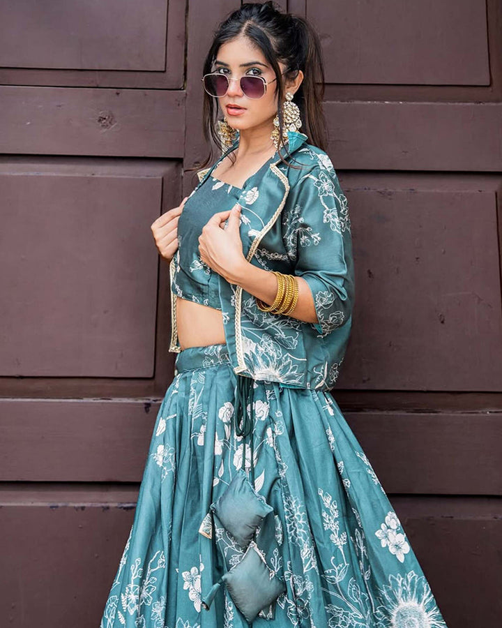 Shital Sodhi In Bottle Green Color Tussar Silk Lehenga Choli With Koti