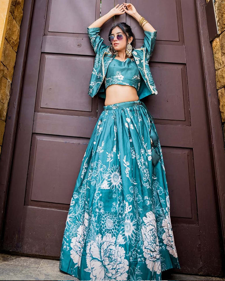 Shital Sodhi In Bottle Green Color Tussar Silk Lehenga Choli With Koti