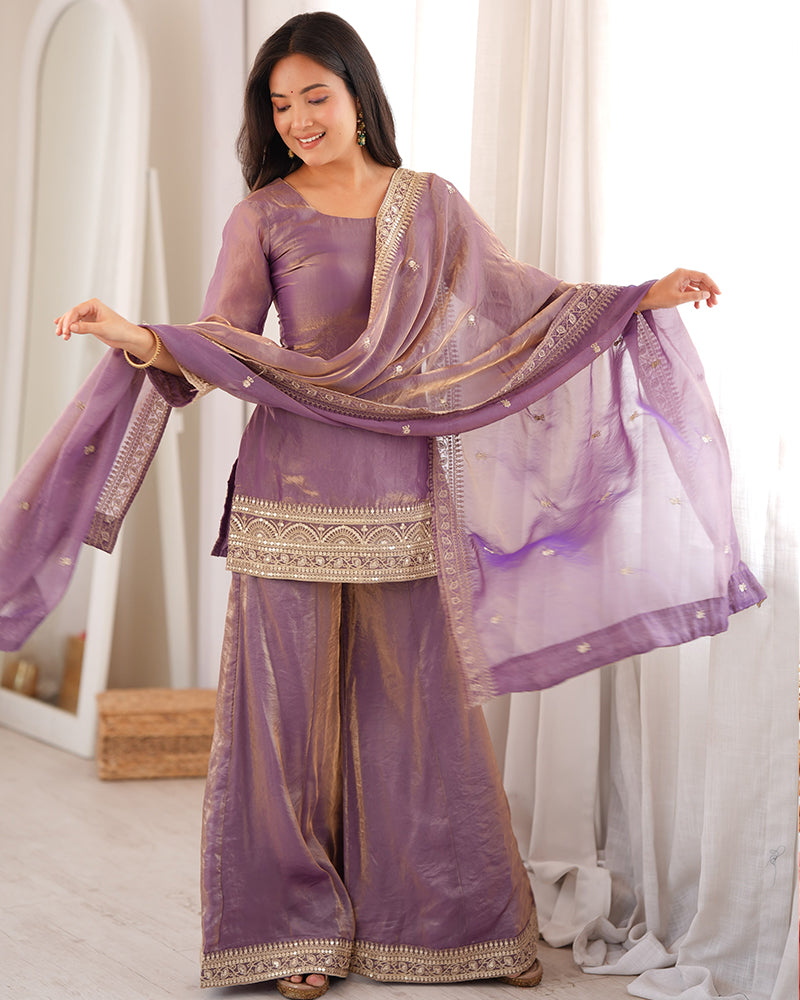 Dusty Pink Color Fendi Silk Embroidered Suit