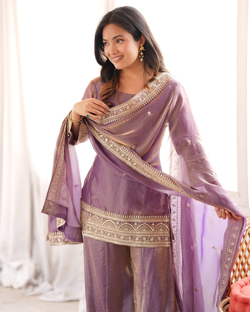 Dusty Pink Color Fendi Silk Embroidered Suit