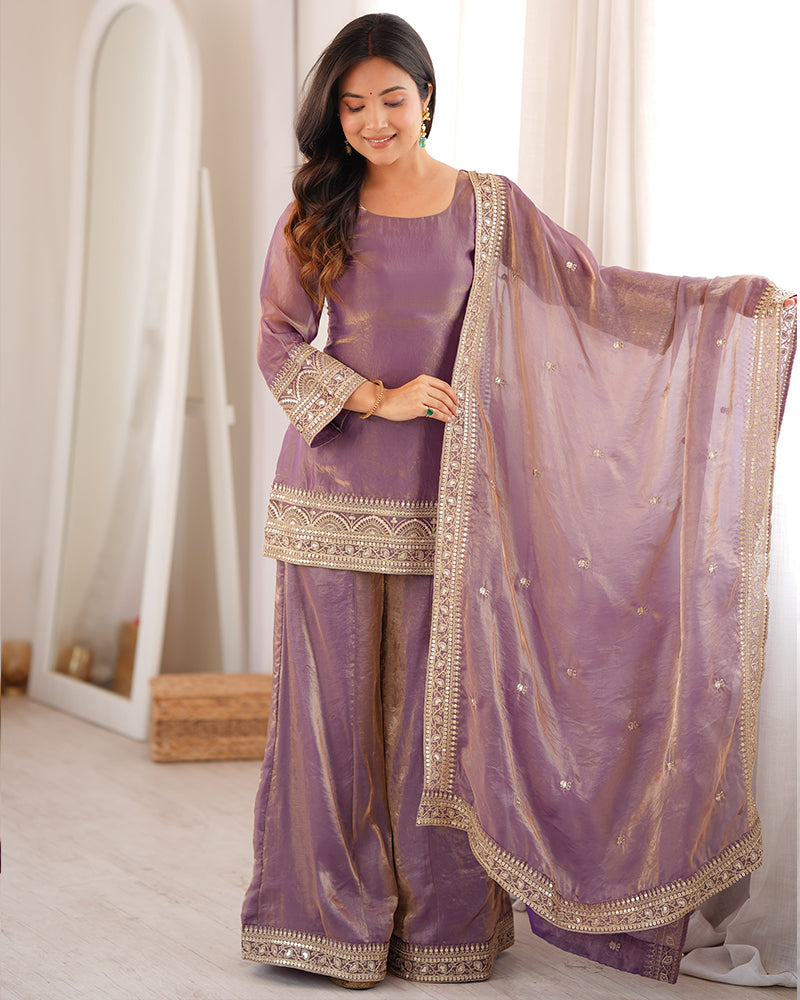 Dusty Pink Color Fendi Silk Embroidered Suit
