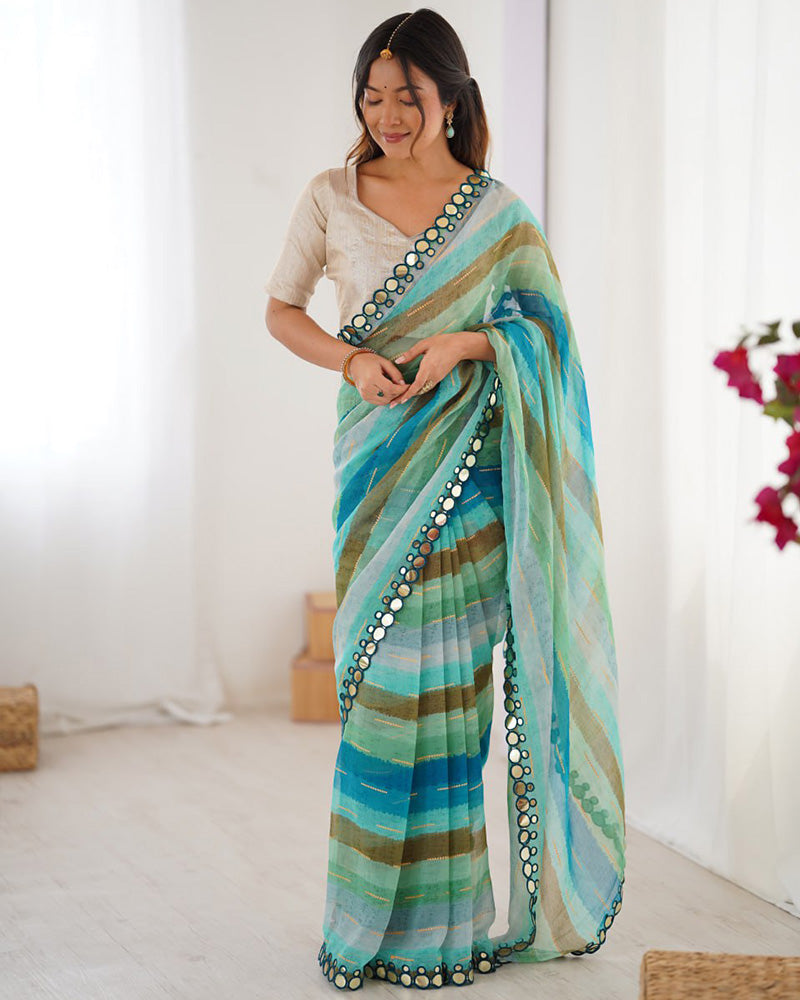 Pista Color Heavy Smooth Chiffon Saree