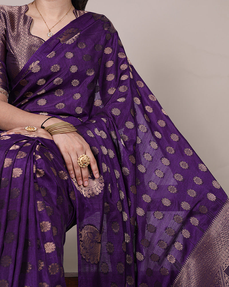 Purple Color Roop Silk Zari Weaving Saree
