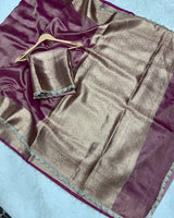 Light Pink Color Banarasi Tissue Saree