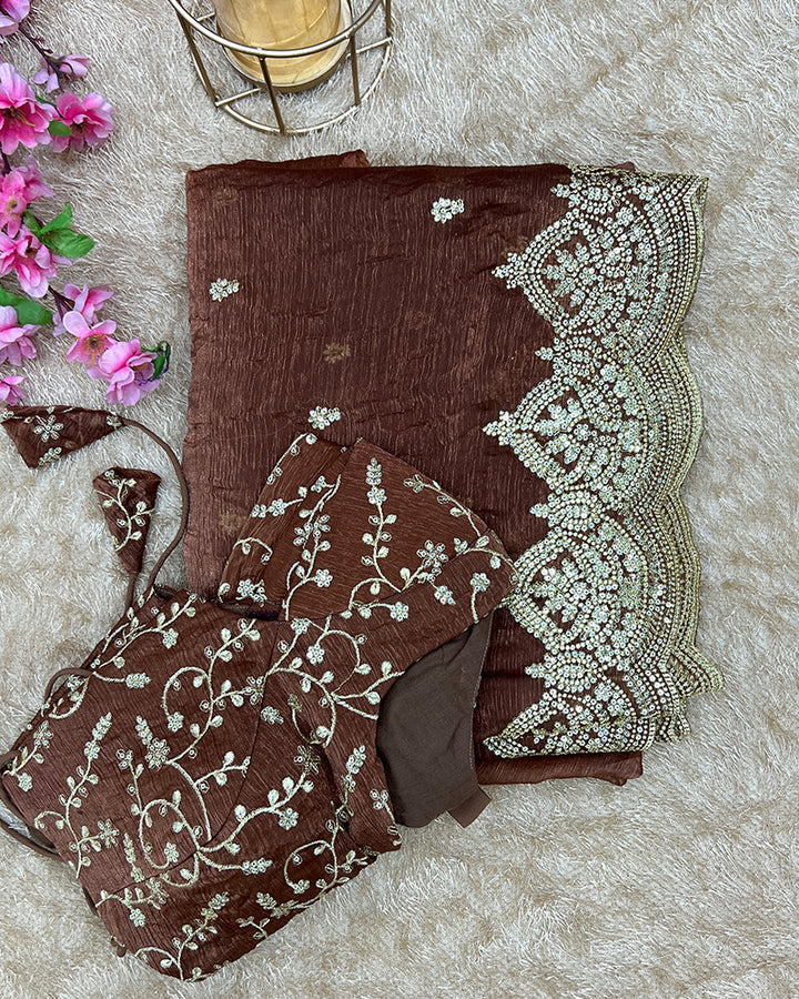 11 Color Fendi Chiffon Sequence Embroidered Saree