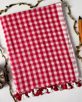 Pink Color Pure Mal Cotton Chex Printed Saree