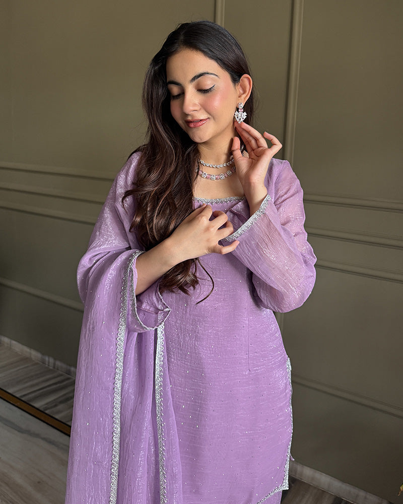 Luvender Color Crunchy Silk Farshi Suit