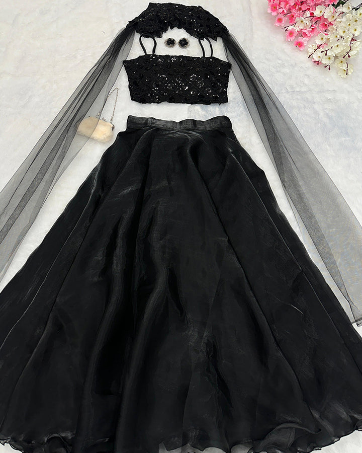 Black Color Pure Jimmy Choo Lehenga Choli