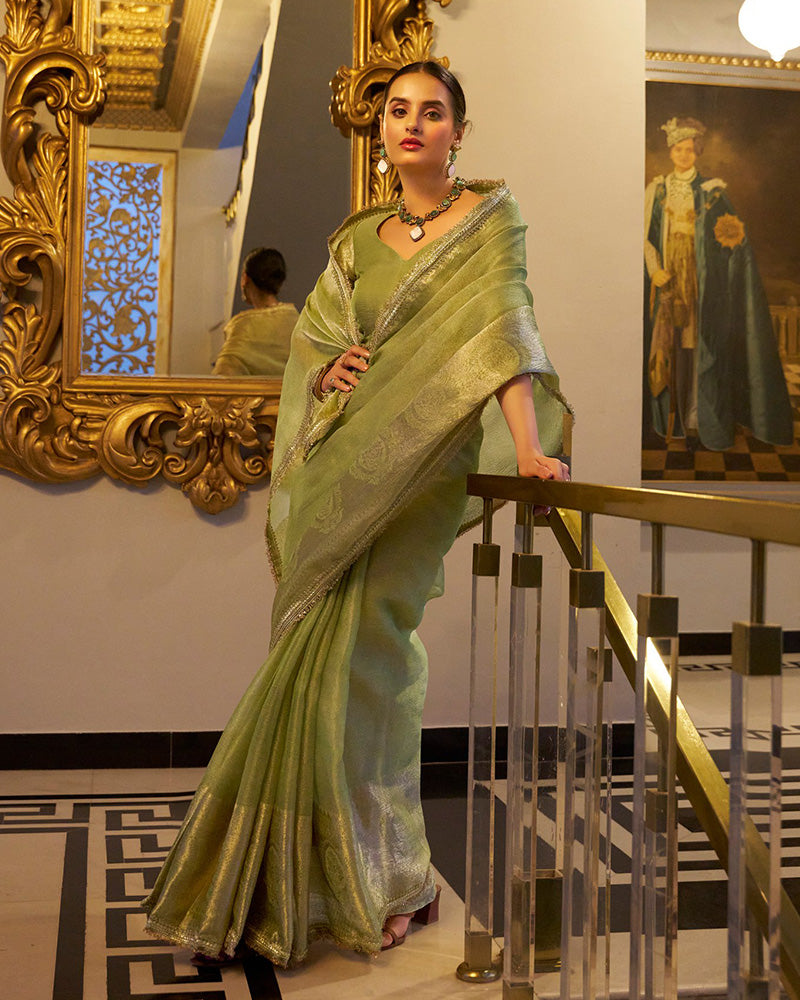Pista Color Weightless Tissue Shimmer Saree