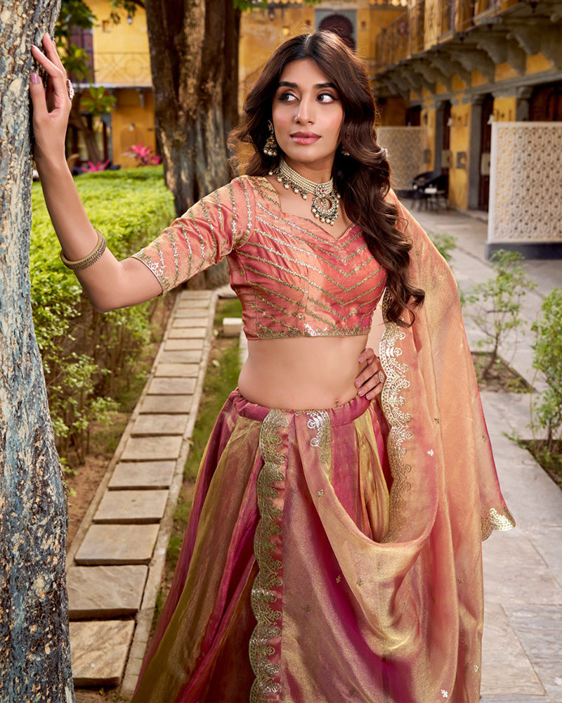 Pink Color Carika Silk Embroidered Lehenga Choli