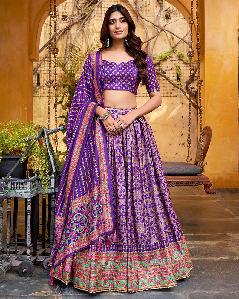 Purple Color Tasar Silk Sparkle Lehenga Choli