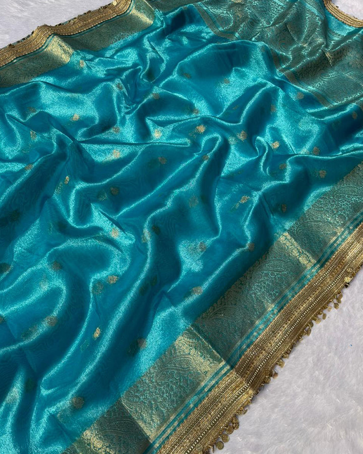 Classic Firozi Color Tissue Silk Saree