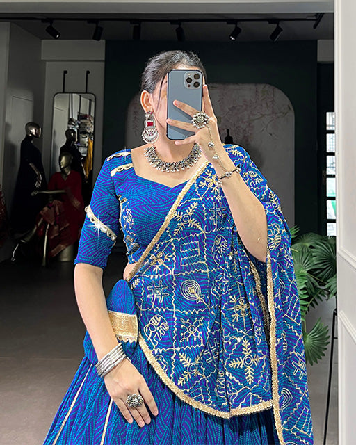 Blue Color Georgette Navratri Lehenga Choli
