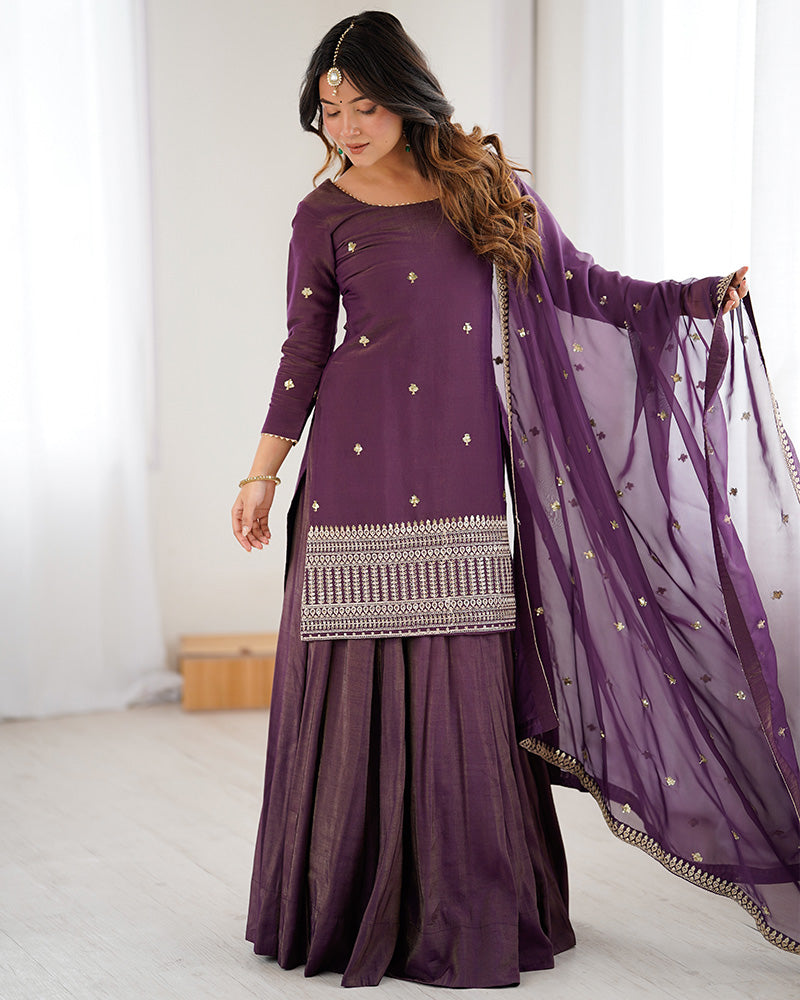 Dusty Mauve Color Western Style Embroidered Lehenga Choli