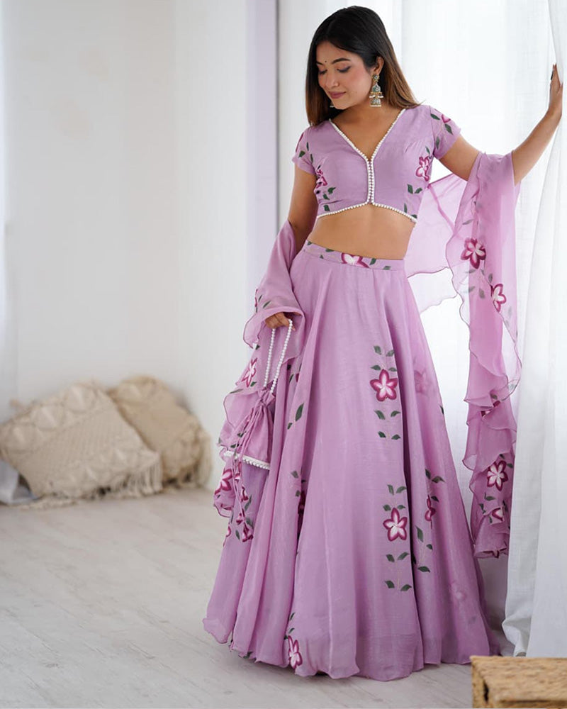 Purple Color Fandy Crush Printed Lehenga Choli