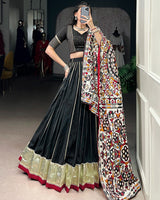 Traditional Black Color Chanderi Navratri Lehenga Choli