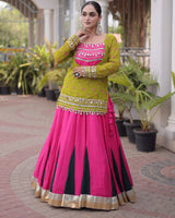 Parrot Green Color Rayon Navratri Lehenga Choli