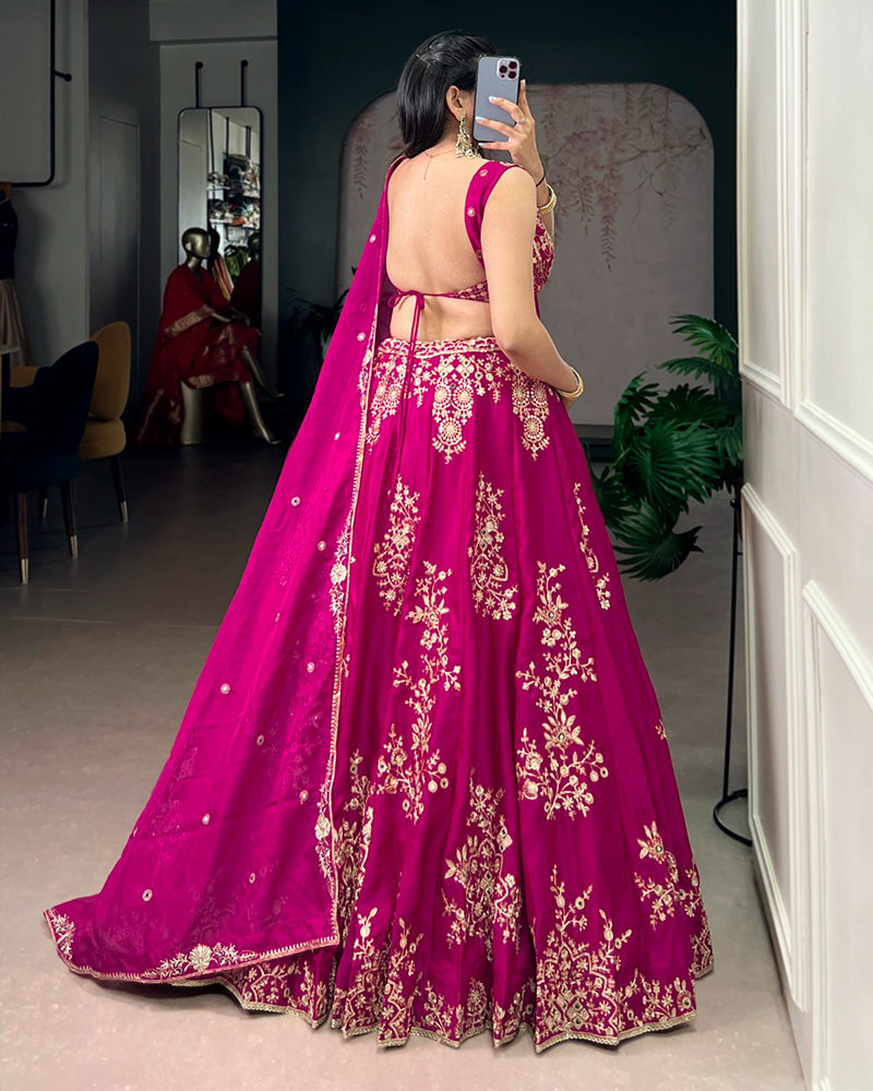 Pink Color Naysha Silk Embroidered Lehenga Choli