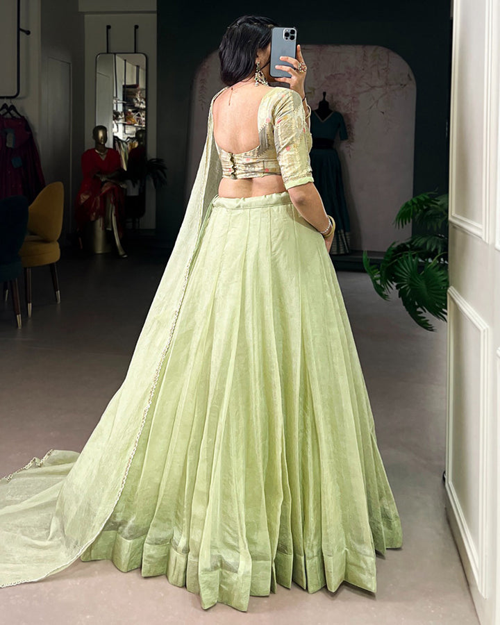Pista Green Color Allen Crush Lehenga Choli