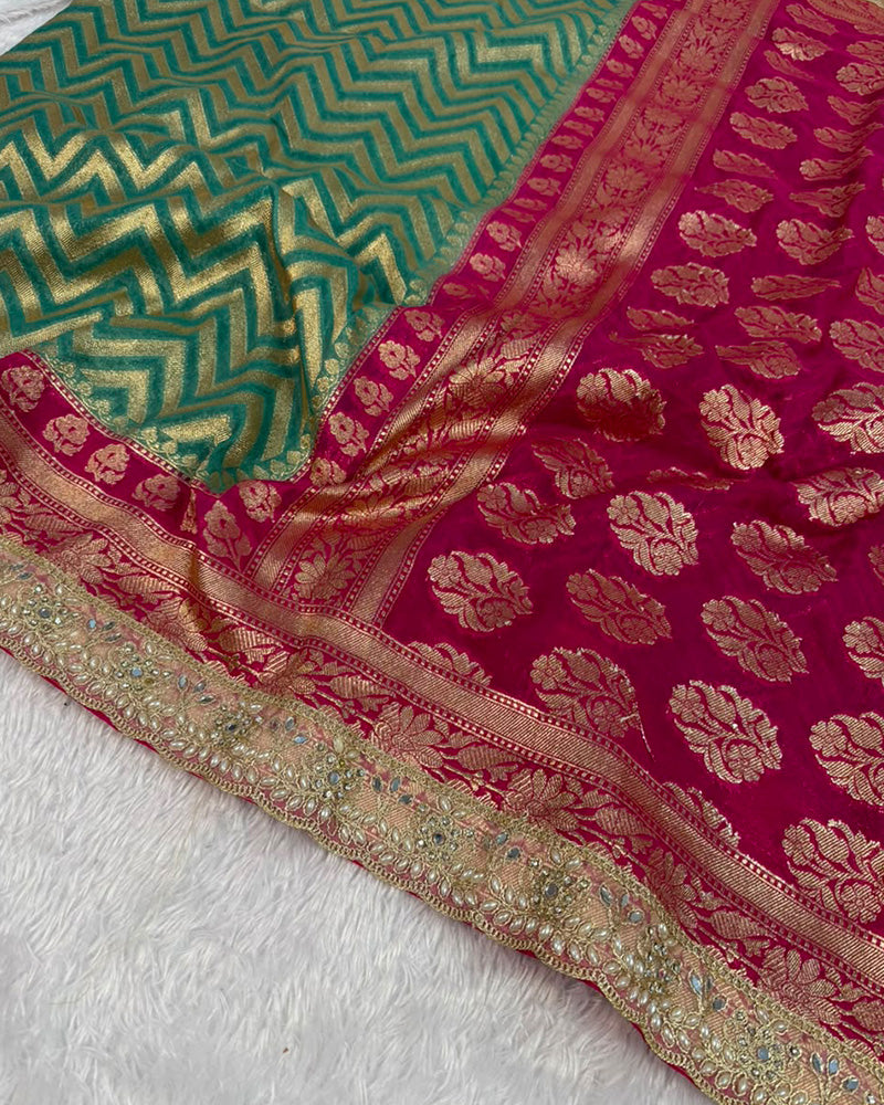 Green Color Banarasi Khadi Katan Silk Saree