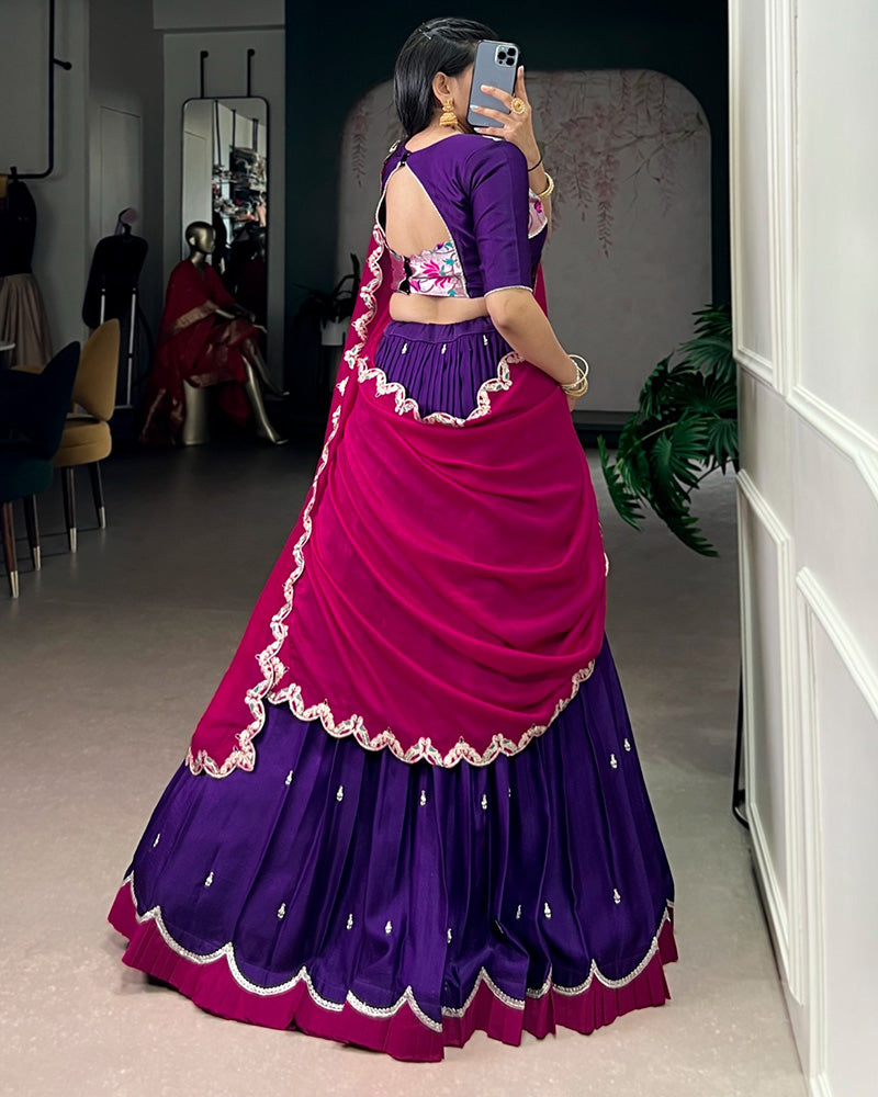 Purple Color Naysha Silk Embroidered Lehenga Choli