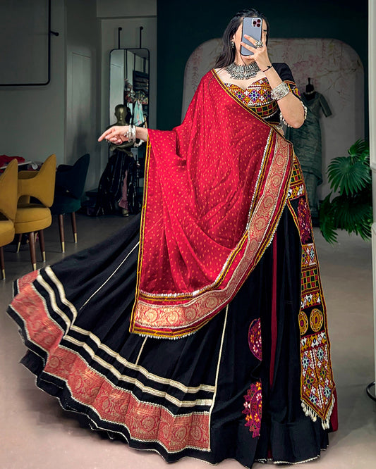 Black Color Pure Rayon Navratri Special Lehenga Choli
