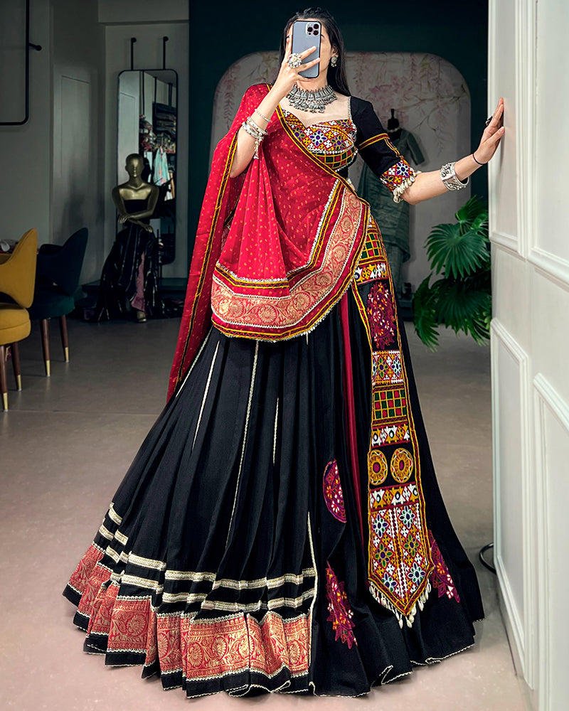 Black Color Pure Rayon Navratri Special Lehenga Choli