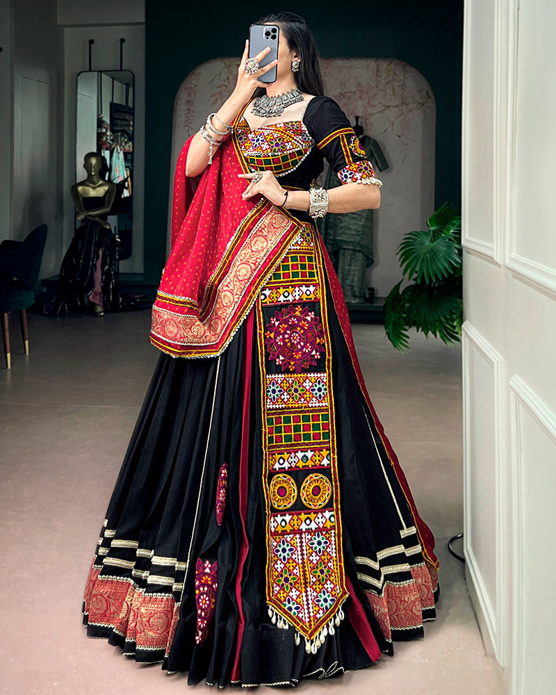 Black Color Pure Rayon Navratri Special Lehenga Choli