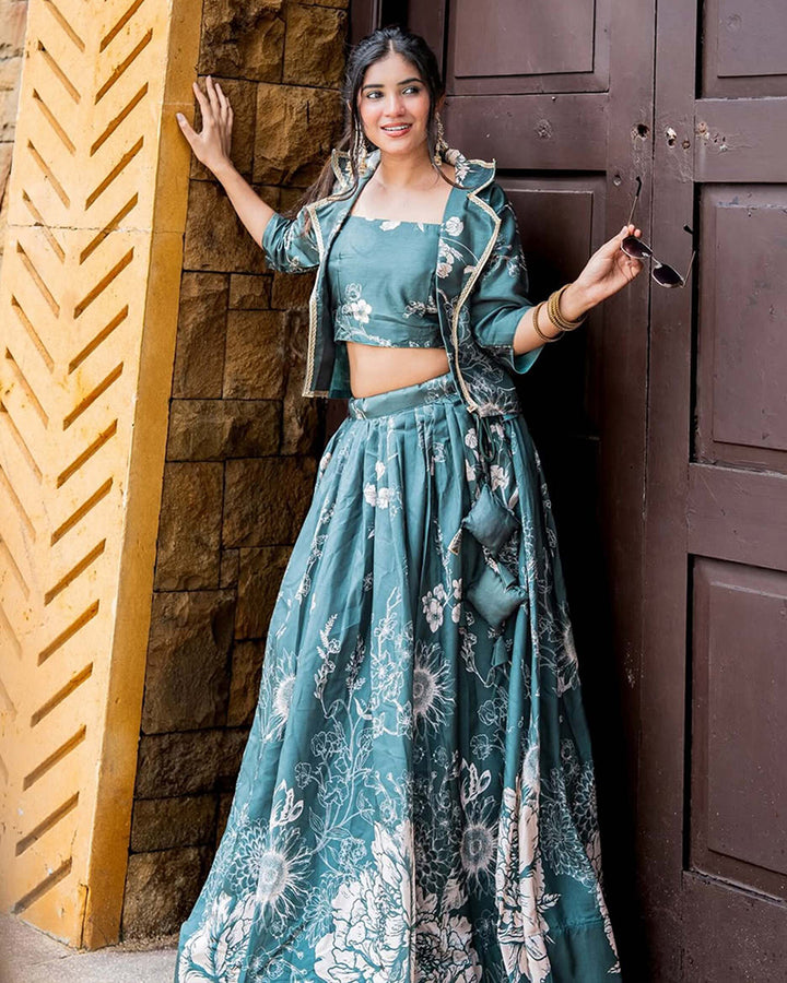 Shital Sodhi In Bottle Green Color Tussar Silk Lehenga Choli With Koti