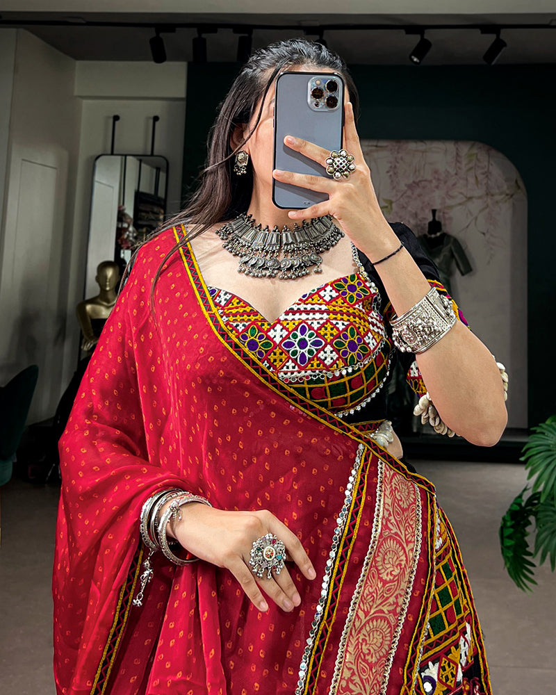 Black Color Pure Rayon Navratri Special Lehenga Choli