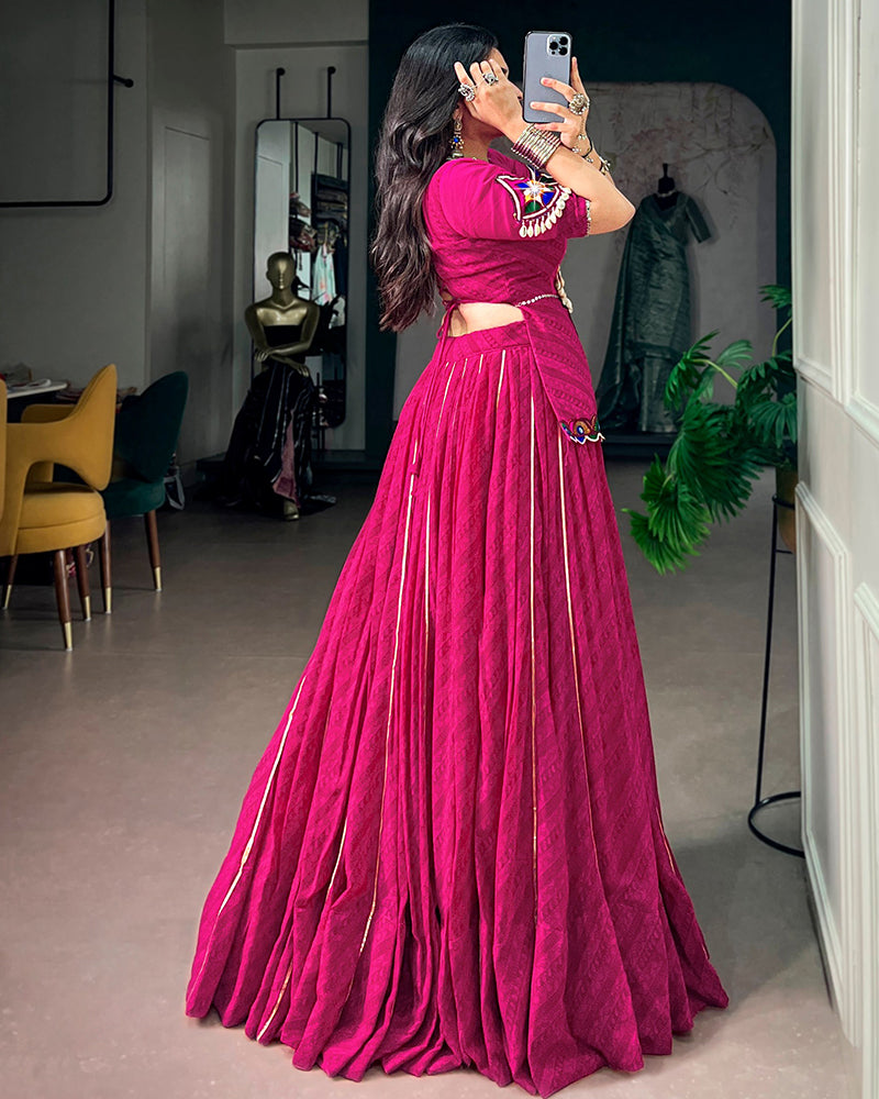 Pink Color Georgette Printed Gota Patti Navratri Lehenga Choli