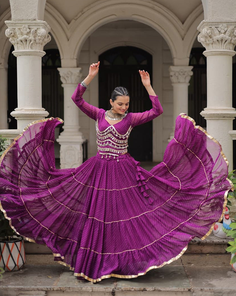 Purple Color Soft Georgette Navratri Lehenga Choli