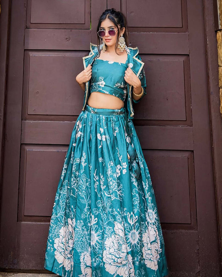 Shital Sodhi In Bottle Green Color Tussar Silk Lehenga Choli With Koti