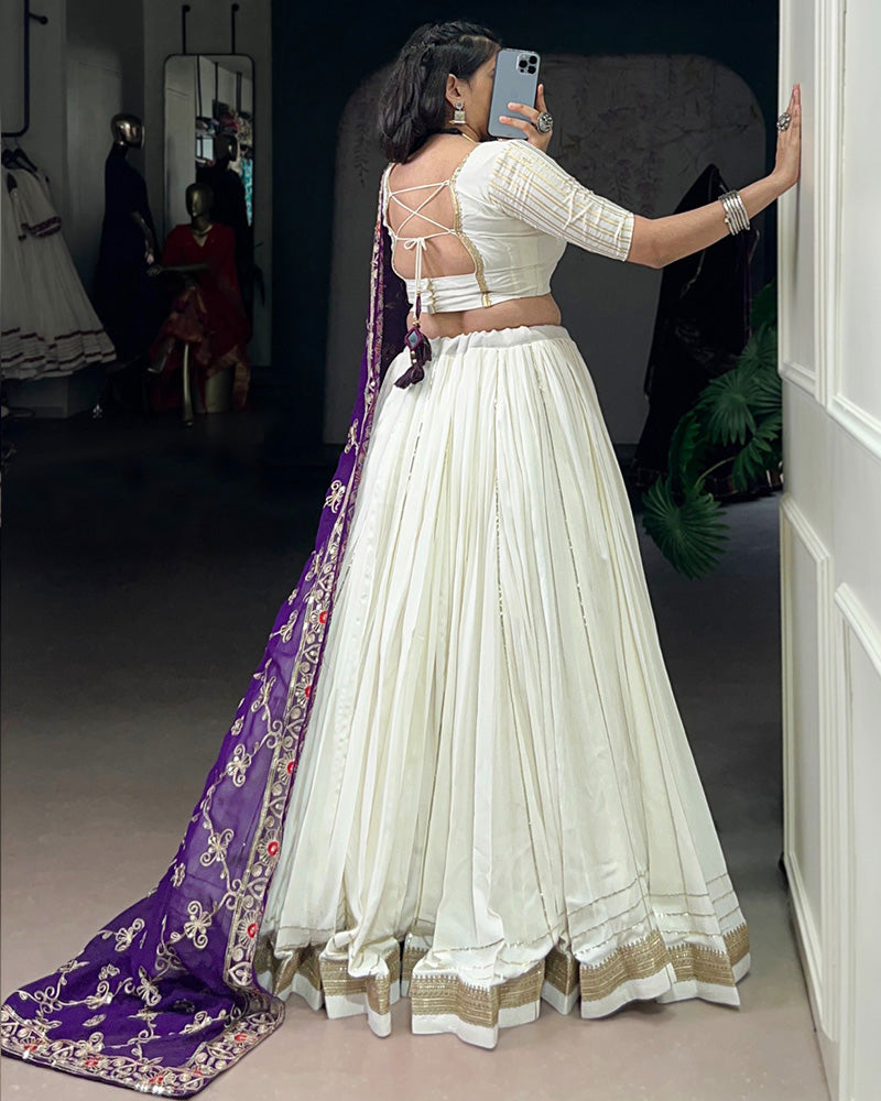 Traditional White Color Pure Rayon Lehenga Choli